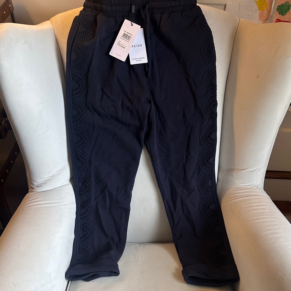 Reiss Navy Trousers with Lace Accents